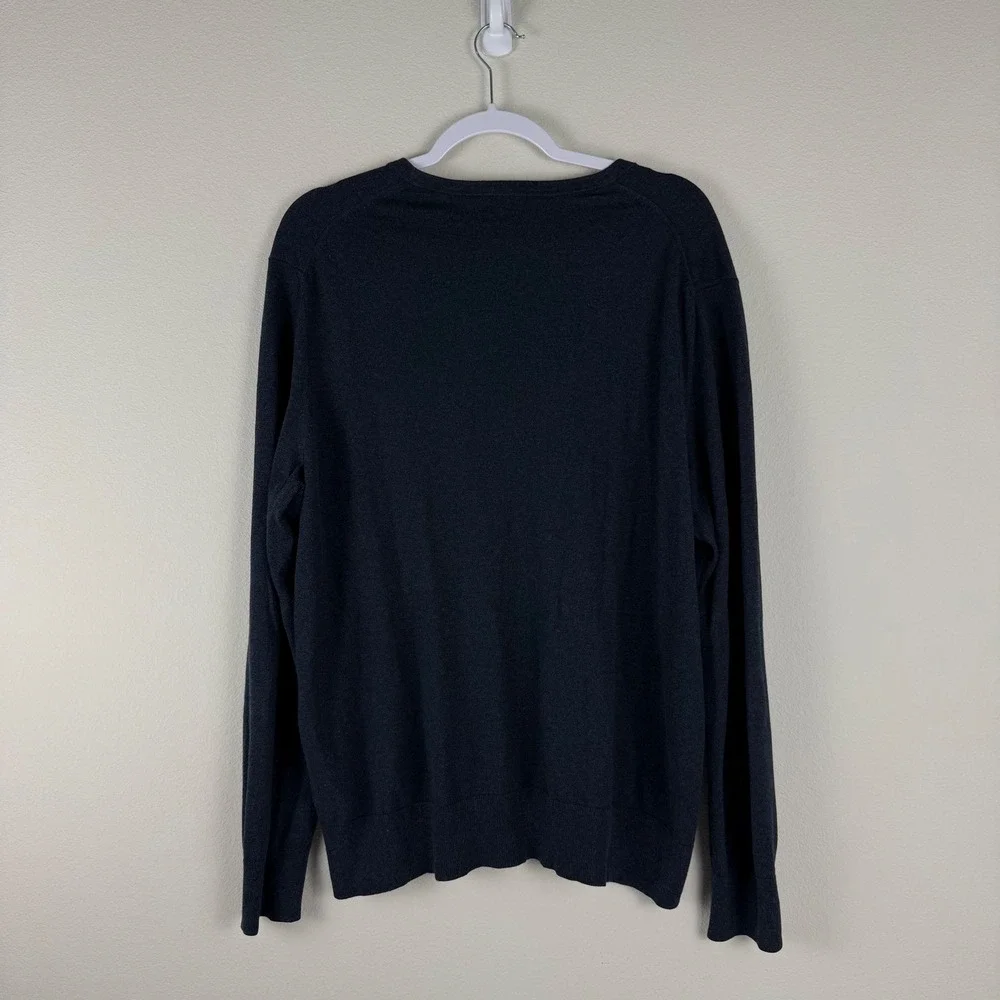 Banana Republic Luxury Blend V-Neck Sweater Mens‎ XL Silk Cotton Cashmere Navy